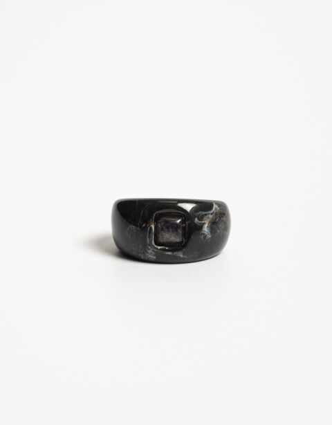 Anillos Medianos y Grandes Acrilico Anillo Acrílico Con Piedra - Negro