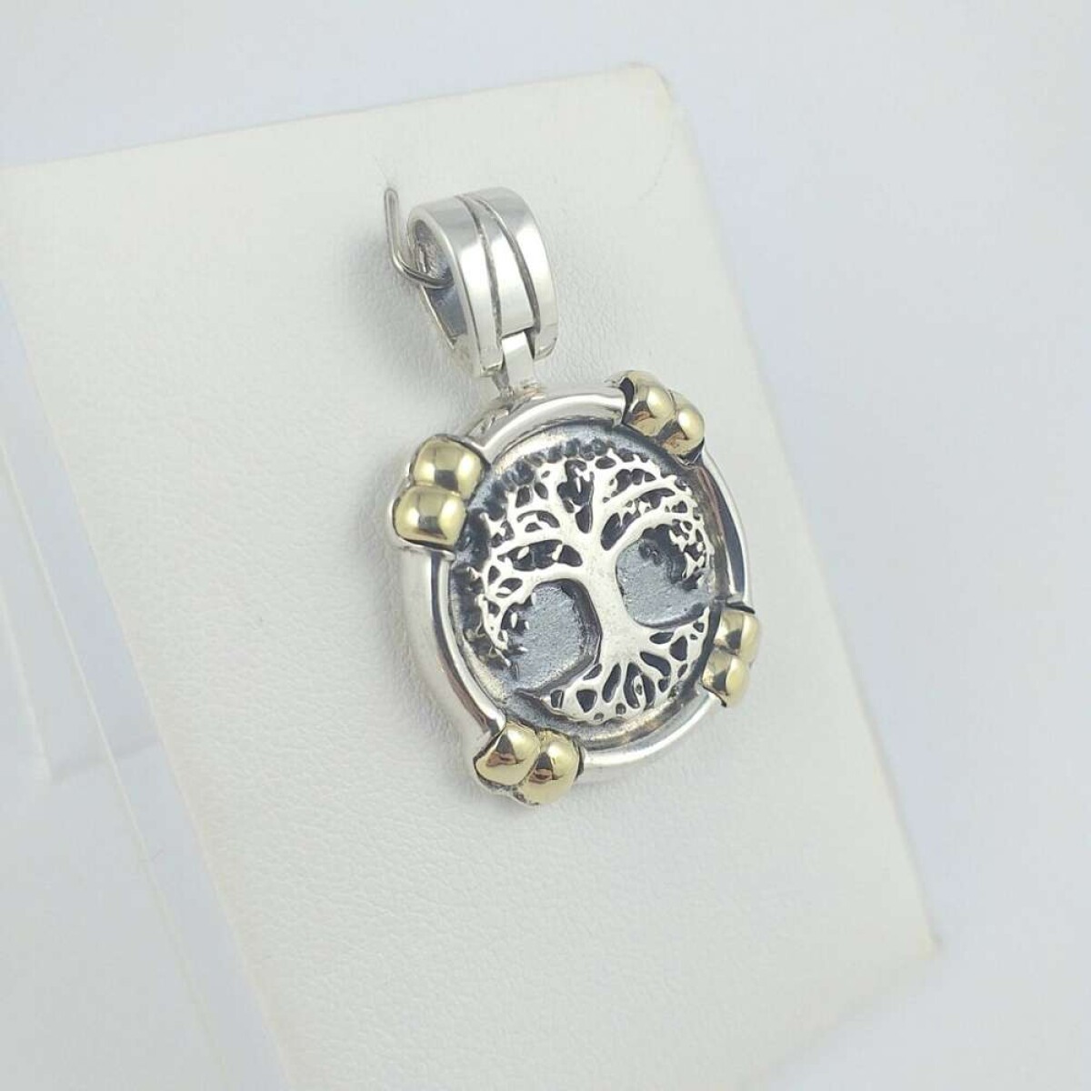 Colgante de Plata 925 con detalles de double de Oro 18 ktes diámetro 24mm - Arbol de La Vida 