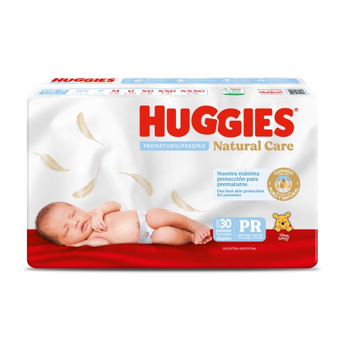 Pañales Huggies Natural Care Prematuro 30 Uds. 