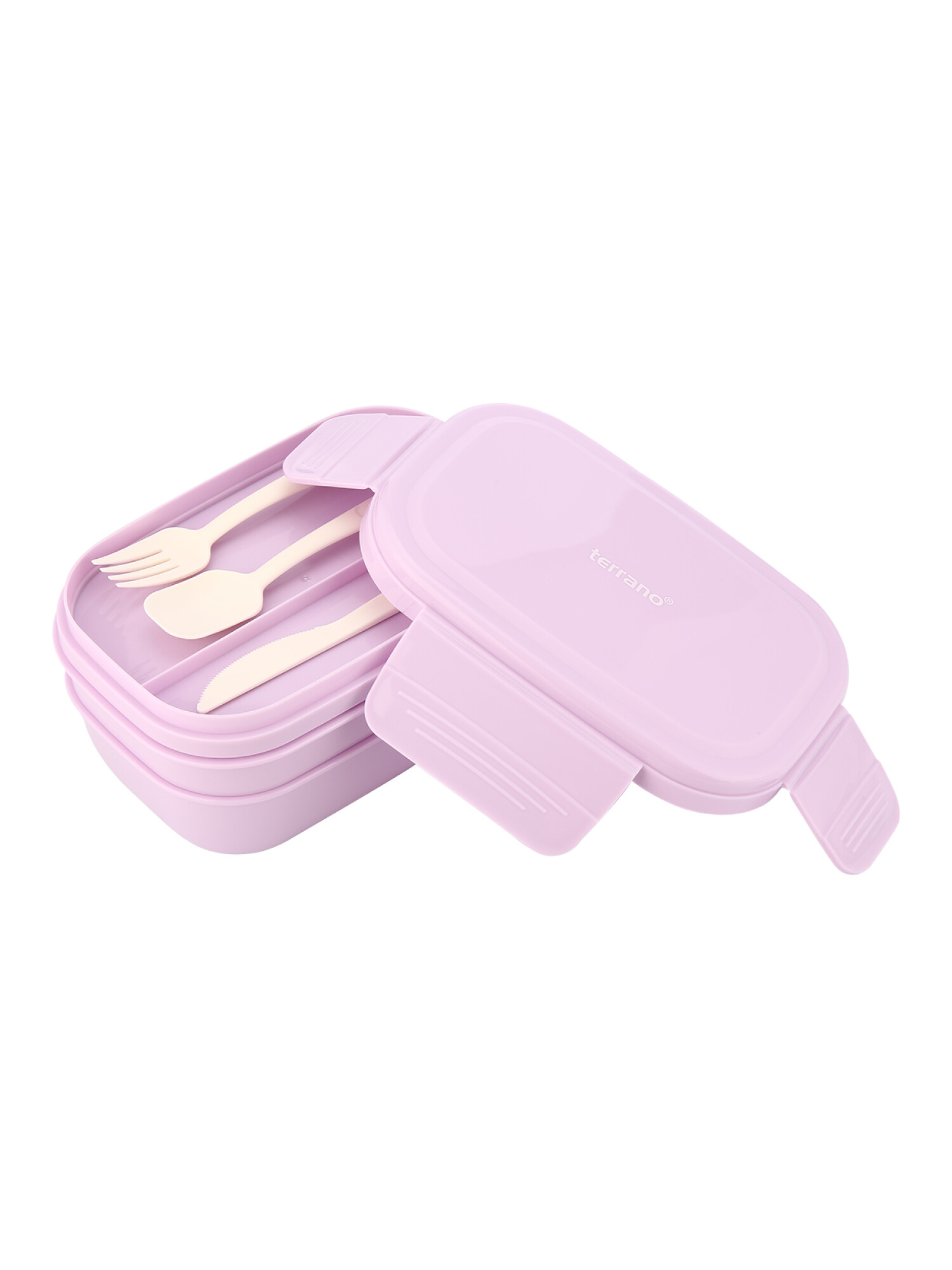 Addis Tupper Tupper Pickbox Doble con Cubiertos - Lila — Terrano