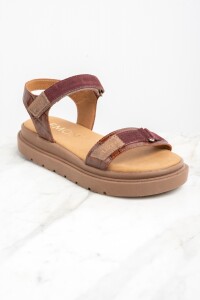 Sandalia Cuero Combinada Marrón