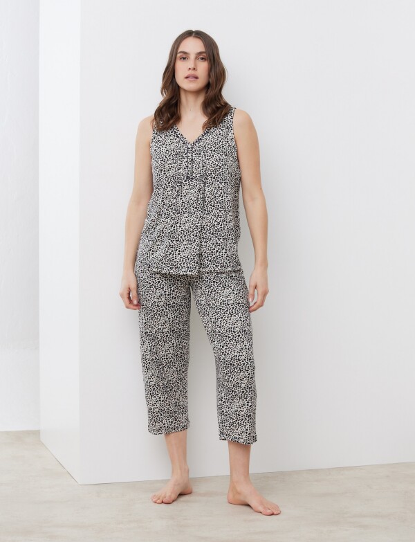 Set Pijama Capri & Musculosa BEIGE/MULTI