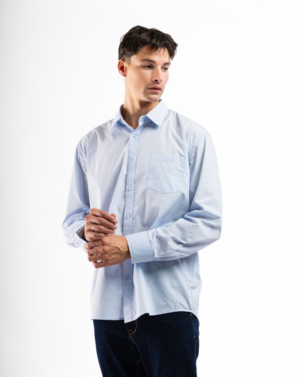 Camisa Manga Larga de vestir Clásica - Celeste 
