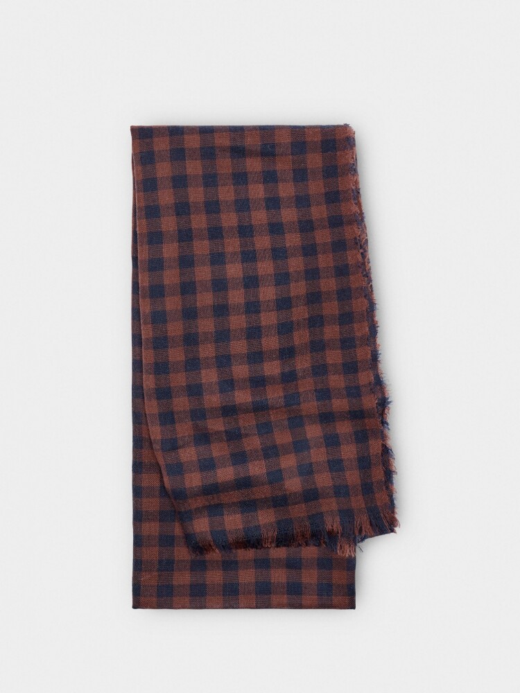 Pañuelo Jacquard A Cuadros Con Lana teja