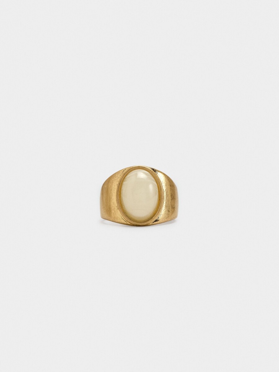 Anillo Ovalado Con Resina beige