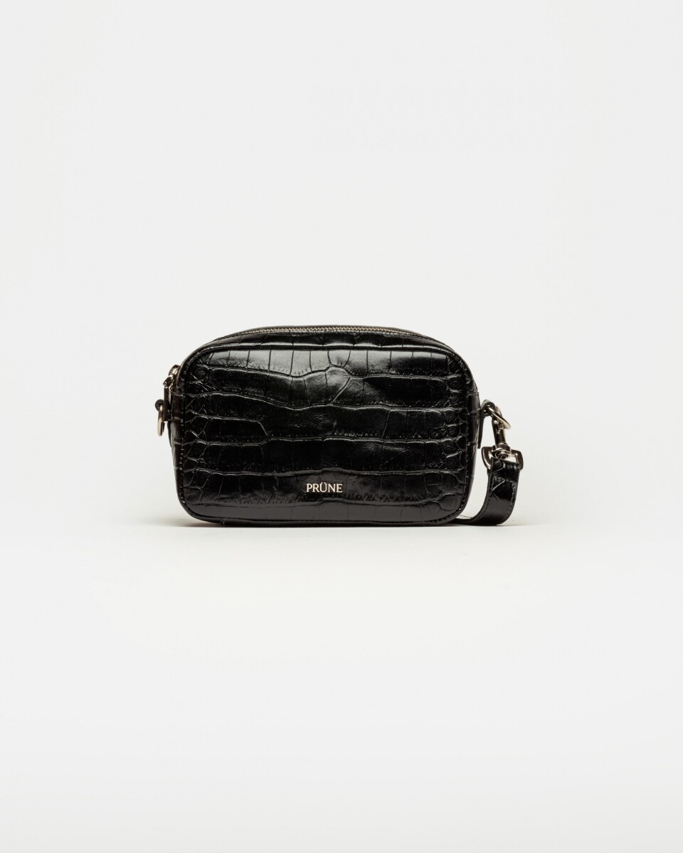 Bandolera New Eterial Croco Shine - Negro 