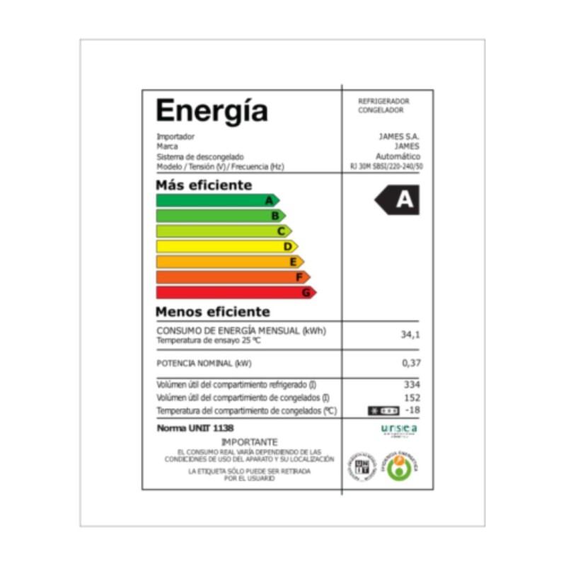 Heladera Refrigerador James RJ 30M SBSI Heladera Refrigerador James RJ 30M SBSI