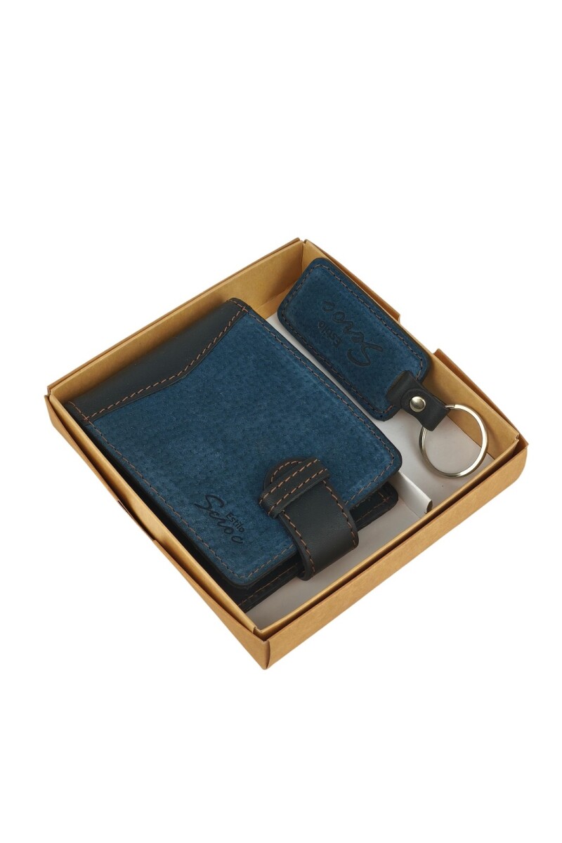 Set de billetra y llavero Azul