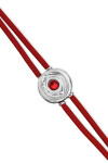 PULSERA DE CUERO ROJA CON DETALLE DE OJO EN ALEACIÓN DE METALES BAÑADO EN PLATA Y CRISTAL Pulsera