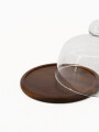 QUESERA CAMPANA DE VIDRIO Y BASE MADERA MARRON