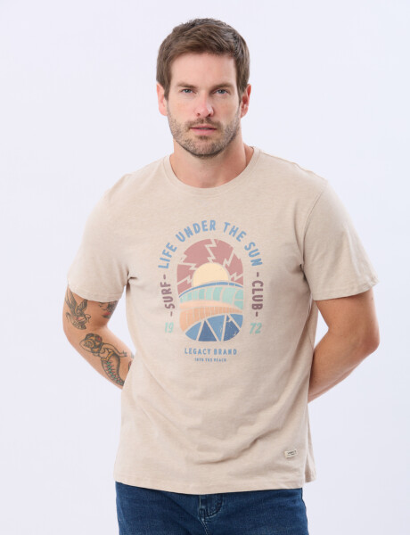 REMERA ESTAMPADA DE ALGODÓN Beige