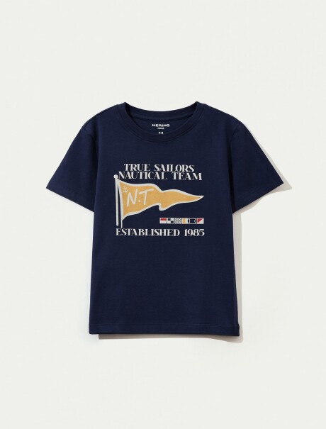 CAMISETA INFANTIL CON ESTAMPA AZUL