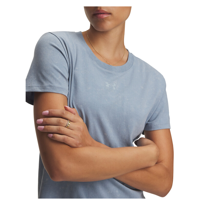 Remera UA Rival Cotton Wash SS Mujer 6013562-448 Azul