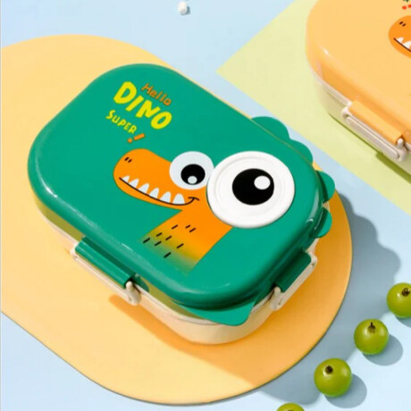 Vianda con doble piso, division y condimentero Verde