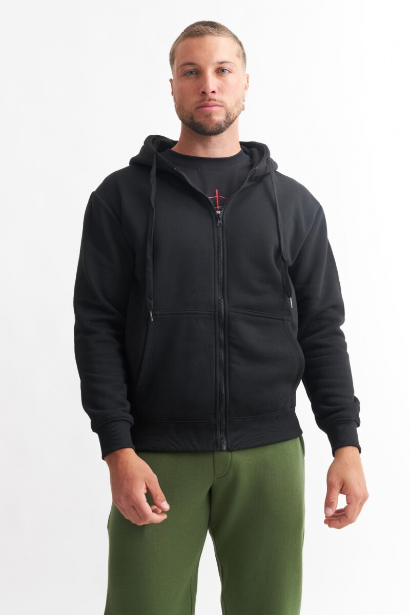 Campera con capucha y bolsillo - Negro 
