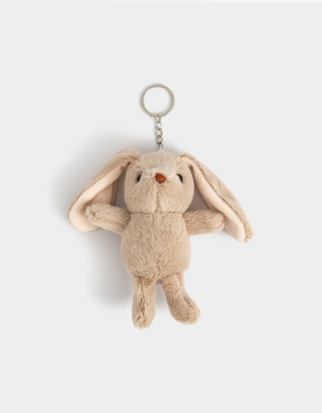 Llavero Peluche Llavero Y Charm De Peluche De Conejo - Marron Medio