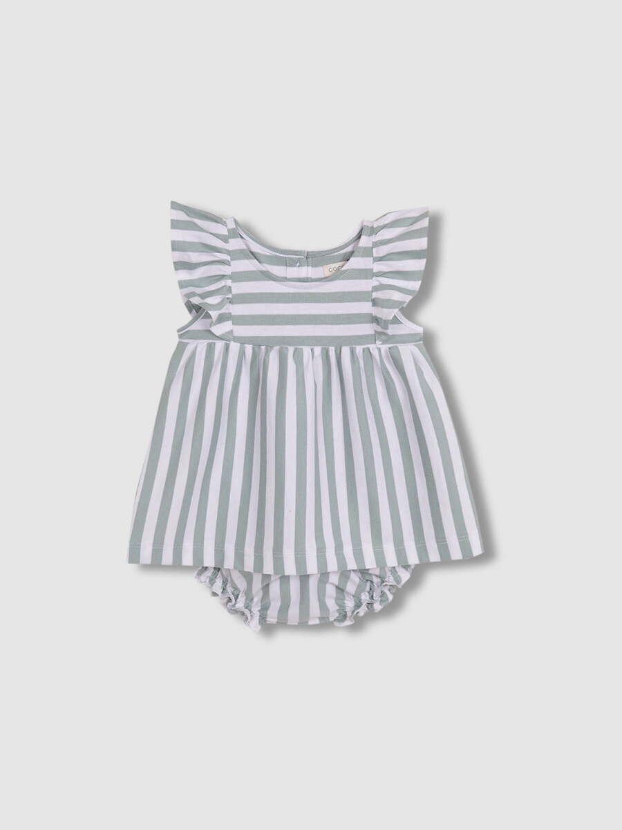 Vestido De Rayas De Punto Verde