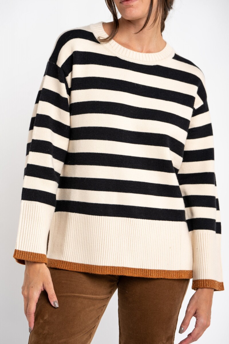Sweater Rayado - Negro 
