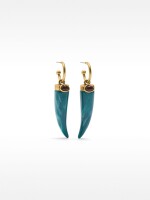 Aros Abiertos Con Colgante Efecto Piedra azul