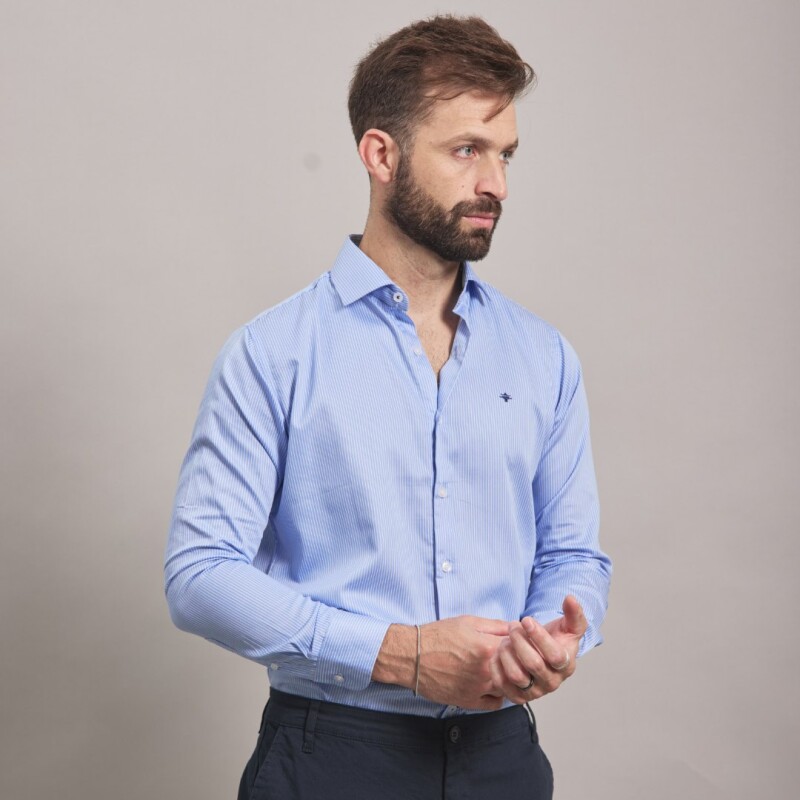 CAMISA LUXURY CELESTE RAYADO