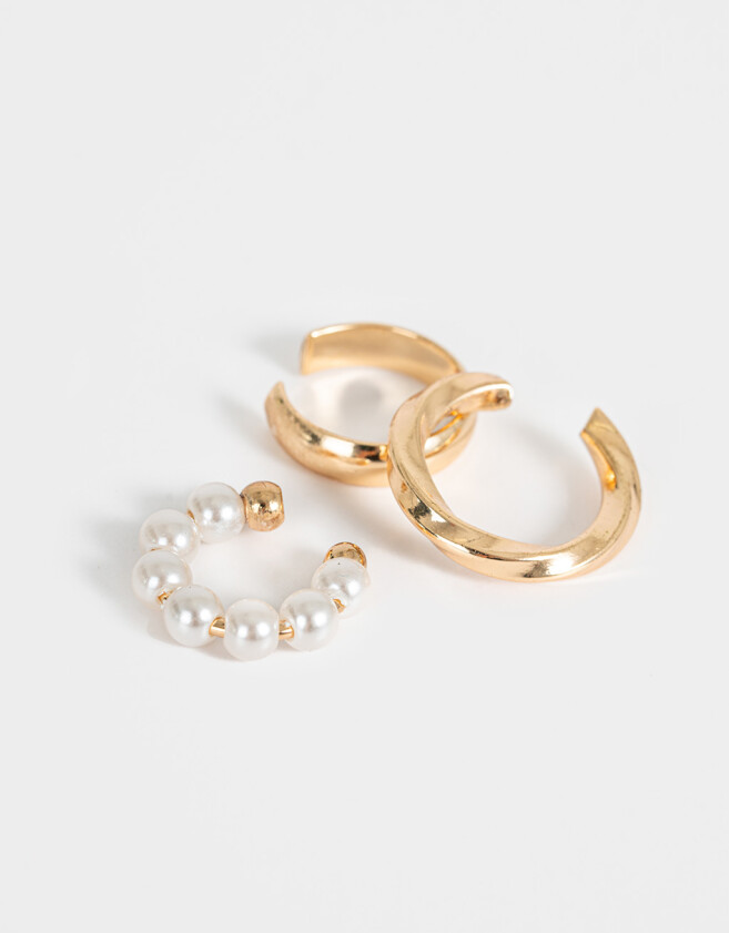 Bijou Cuff Con perlas Set De Earcuffs - Dorado