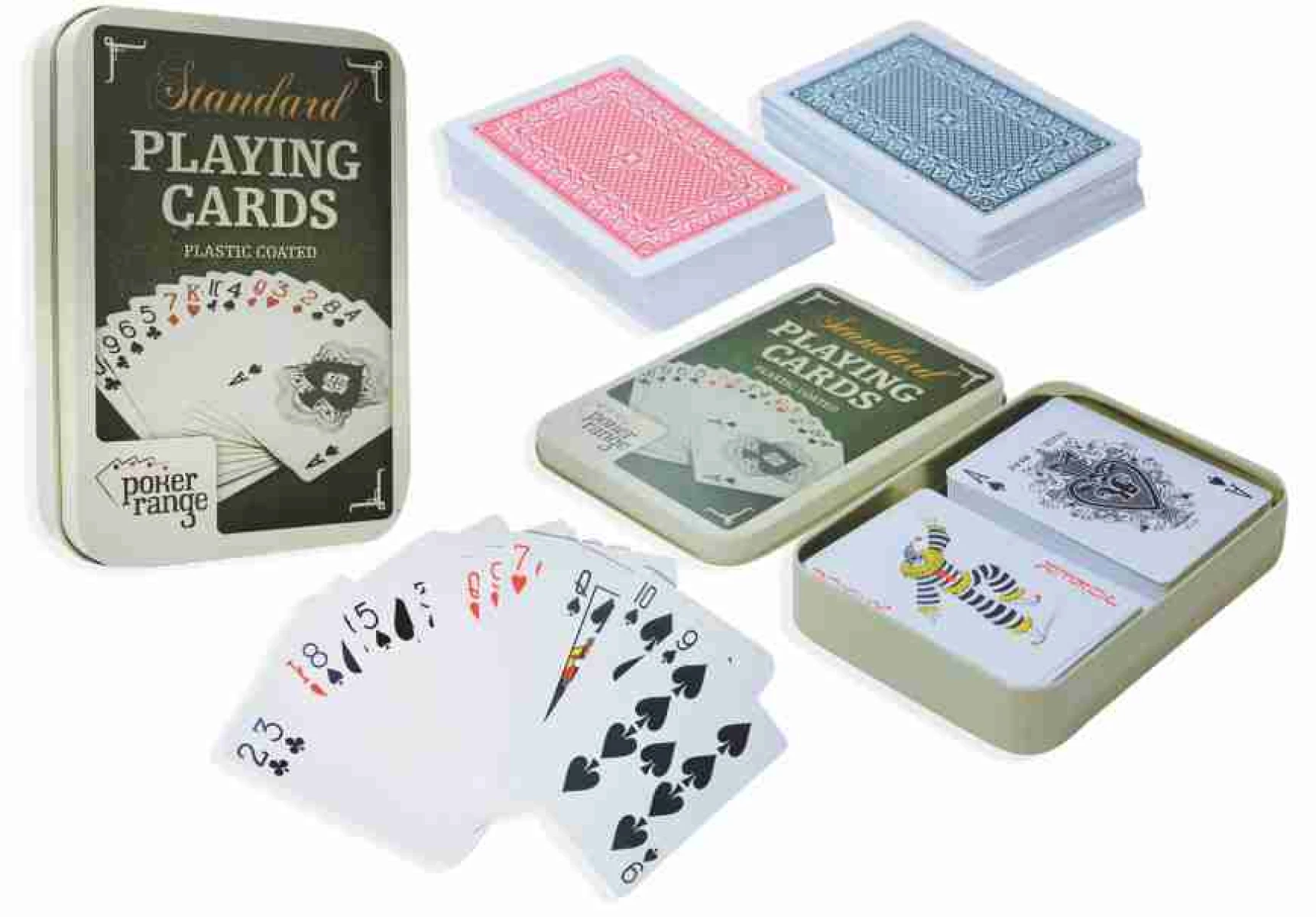 CARTAS DE POKER X2 MAZOS ESTUCHE LATA 