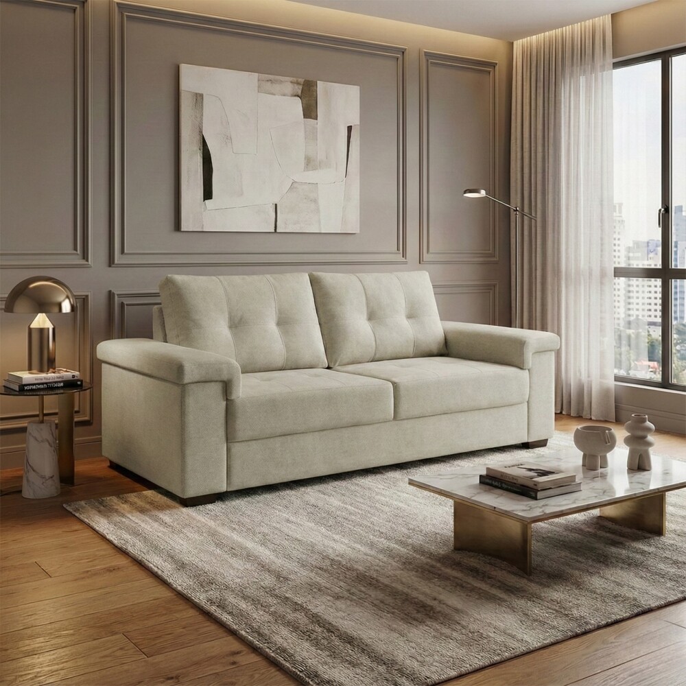 Sillón 3 Cuerpos en tela de Lino - Palazio Beige