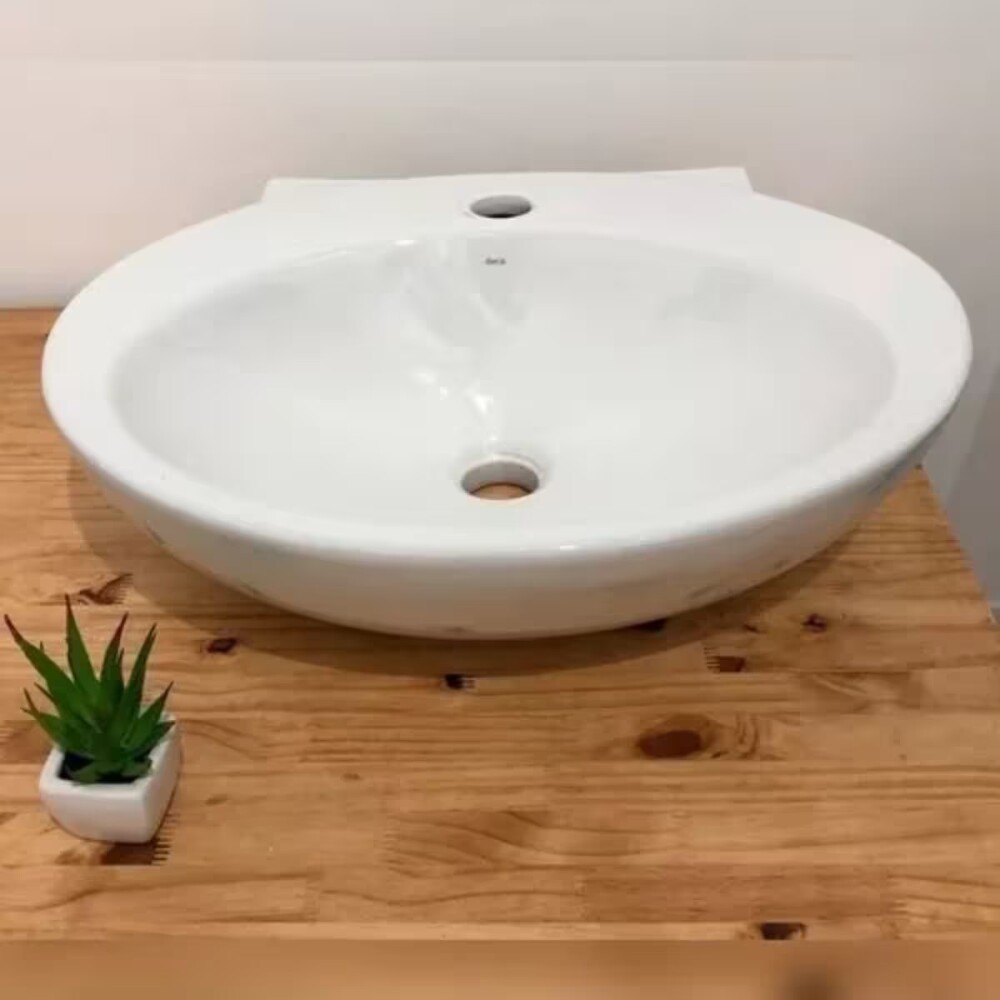 Bacha oval apoyo o suspendida 50x42cm c/mesa Blanco Deca Bacha Oval Apoyo O Suspendida 50x42cm C/mesa Blanco Deca