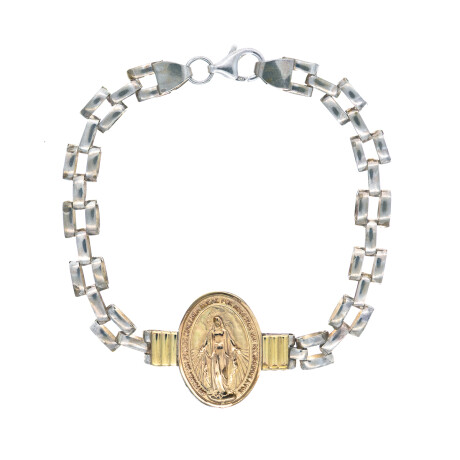 Pulsera de plata 925 y double en oro 18 ktes, MILAGROSA. Pulsera de plata 925 y double en oro 18 ktes, MILAGROSA.