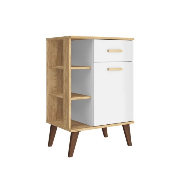 Aparador ComboHome Nórdico 54cm 2 Cajones Estantes Laterales Blanco 1
