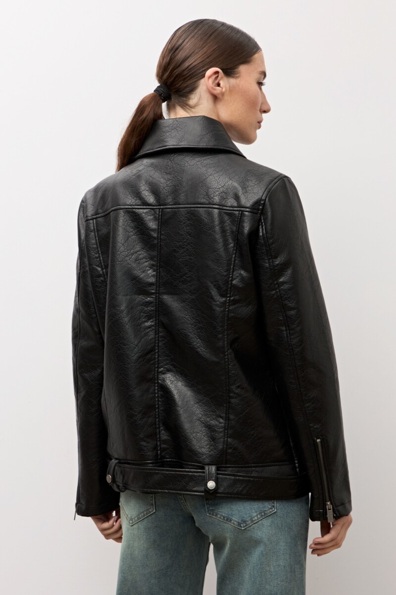 Chaqueta biker eco cuero negro
