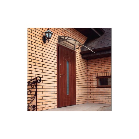 Alero Policarbonato Transparente Y Soporte Negro 1.2 X 1.0 M Blanco