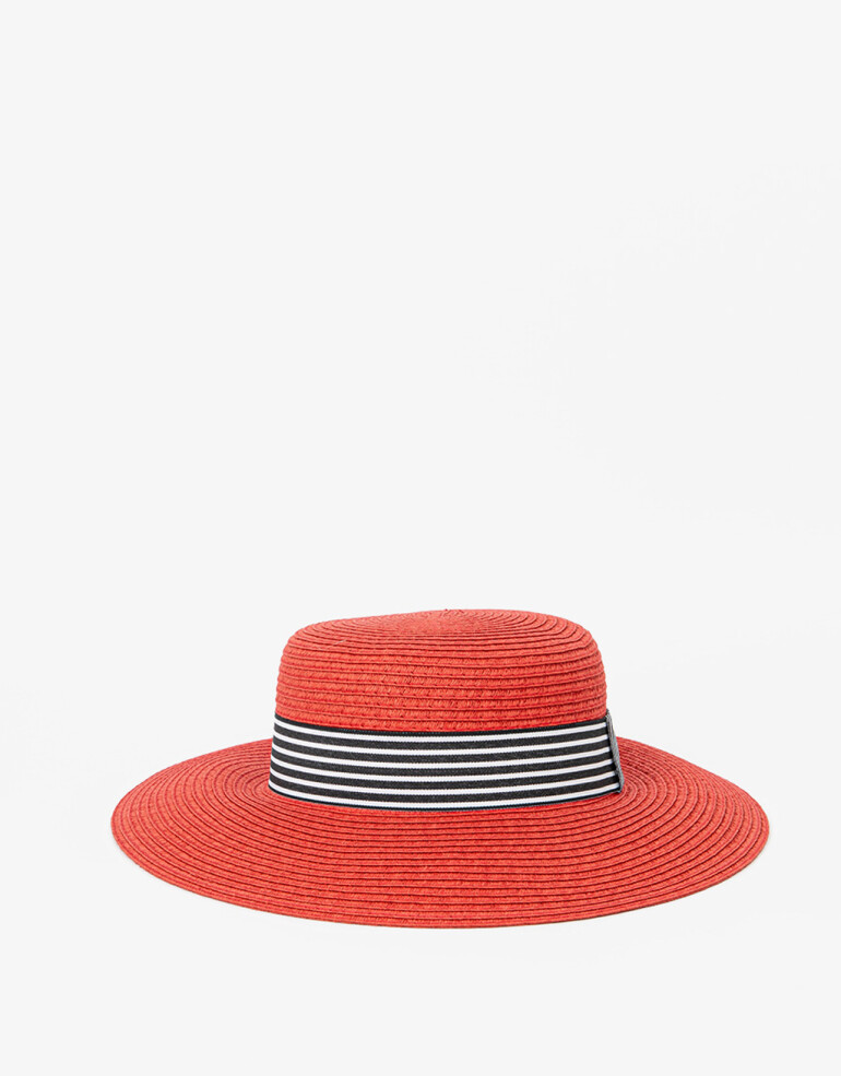 Sombreros Playa Sombrero Efecto Rafia - Rojo Medio