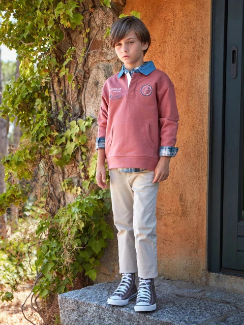 Sudadera Coral Con Bordado Granate