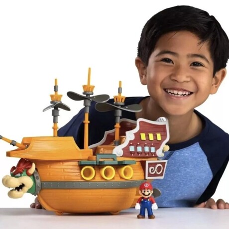 Super Mario Deluxe Bowser's Air Ship Playset con Figura de Acción de Mario 001