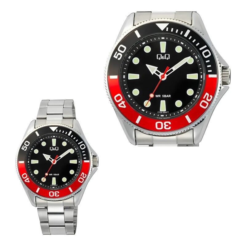 Reloj análogo Q&Q esfera negra y roja Modelo C72A004PY Reloj análogo Q&Q esfera negra y roja Modelo C72A004PY