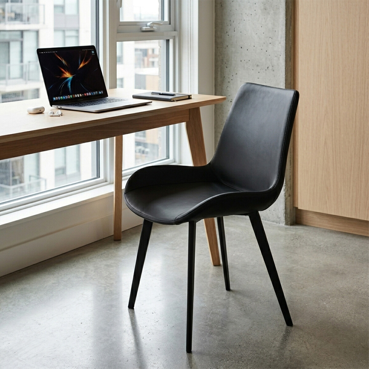 Silla de comedor Tapizada ecocuero - Negro 