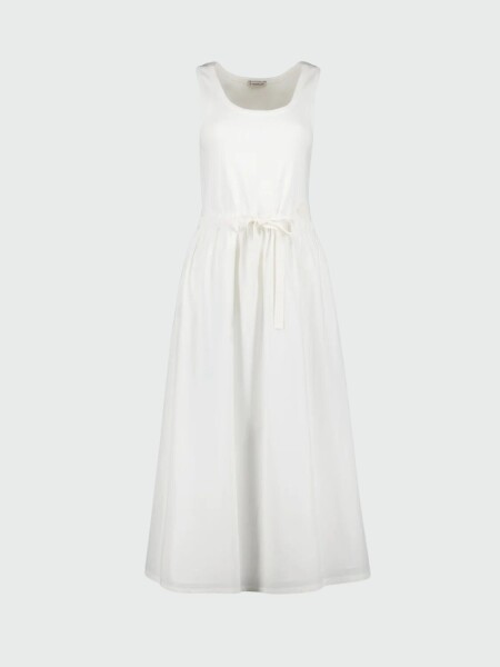 Moncler- Vestido ajustado y acampanado, MIDI Blanco
