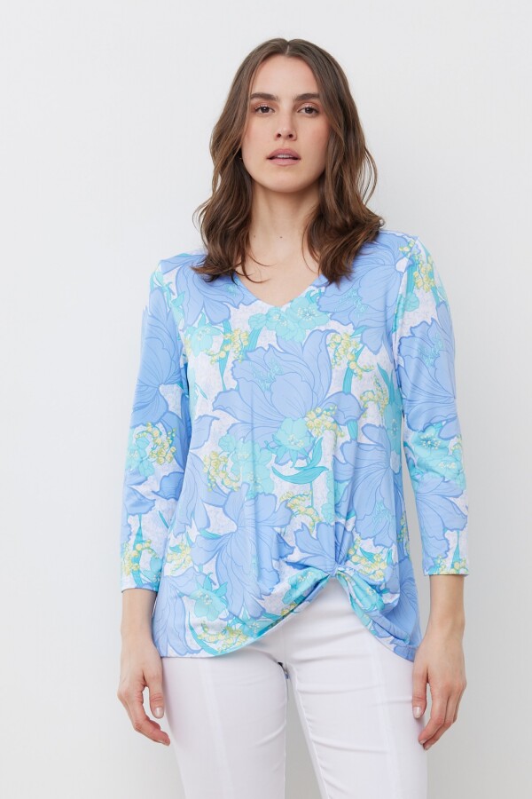 Blusa Hibiscos CELESTE/MULTI