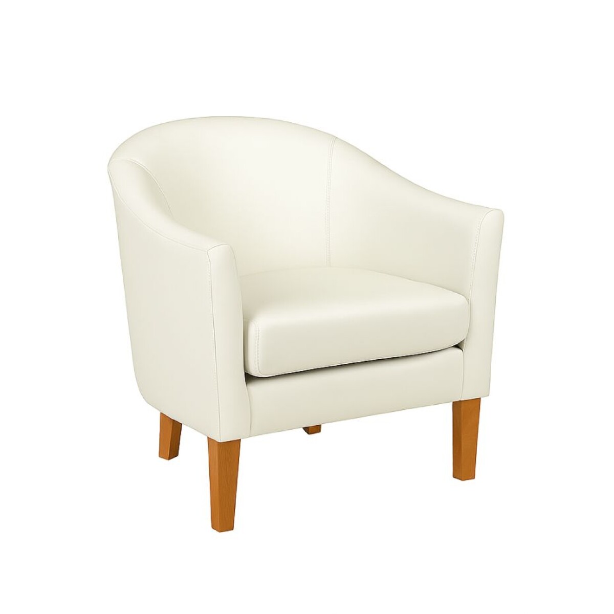 POLTRONA MADERA CLARA - TAPIZADO EN PU COLOR PERLA 