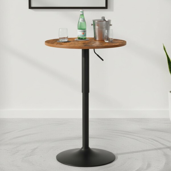 Mesa Redonda 60cm Altura Regulable Giratoria Marrón