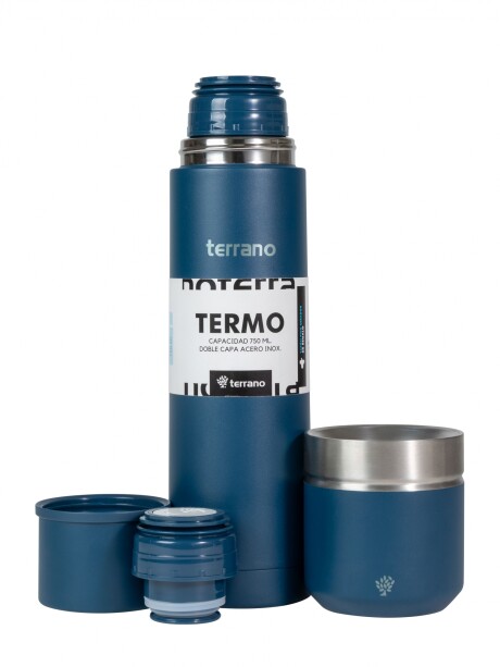Kit Termo Acero Bala 750mL + Mate Folkie Opaco Azul