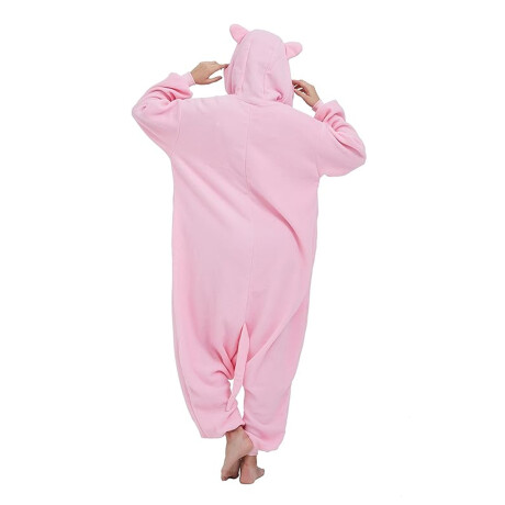 Set Adultos con Pijama Entero Cerdito + Pantuflas Unicornio Rosa
