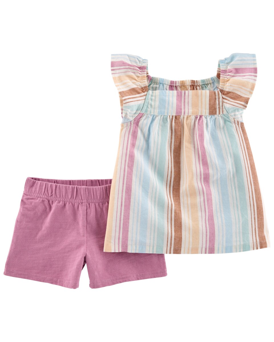 Set Carters 2 Piezas Short de Algodón y Musculosa a Rayas - KHAKI 