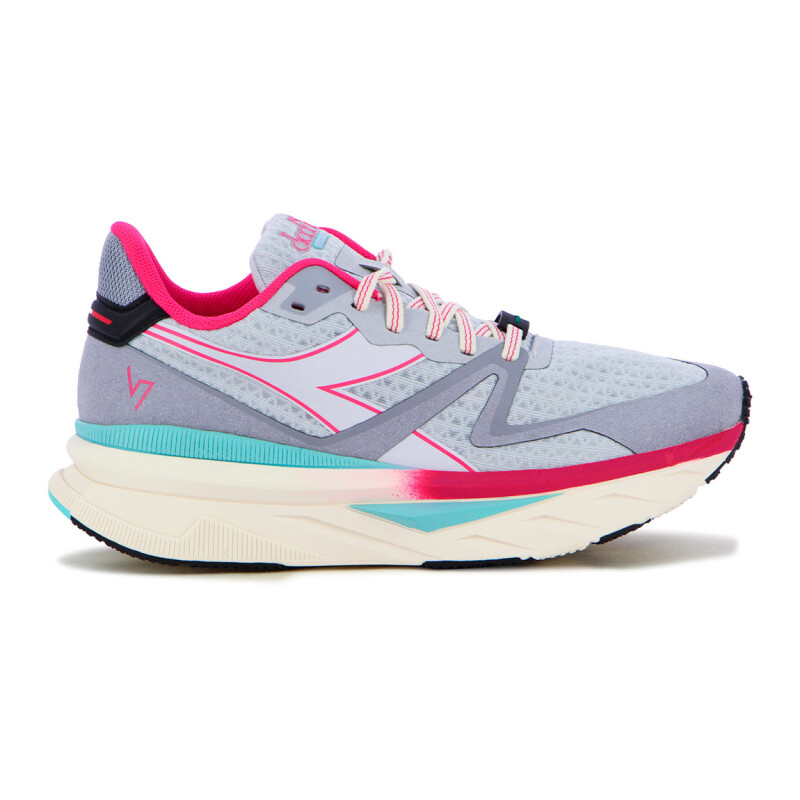 Championes Diadora Atomo V7000 Mujer Plateado-rojo