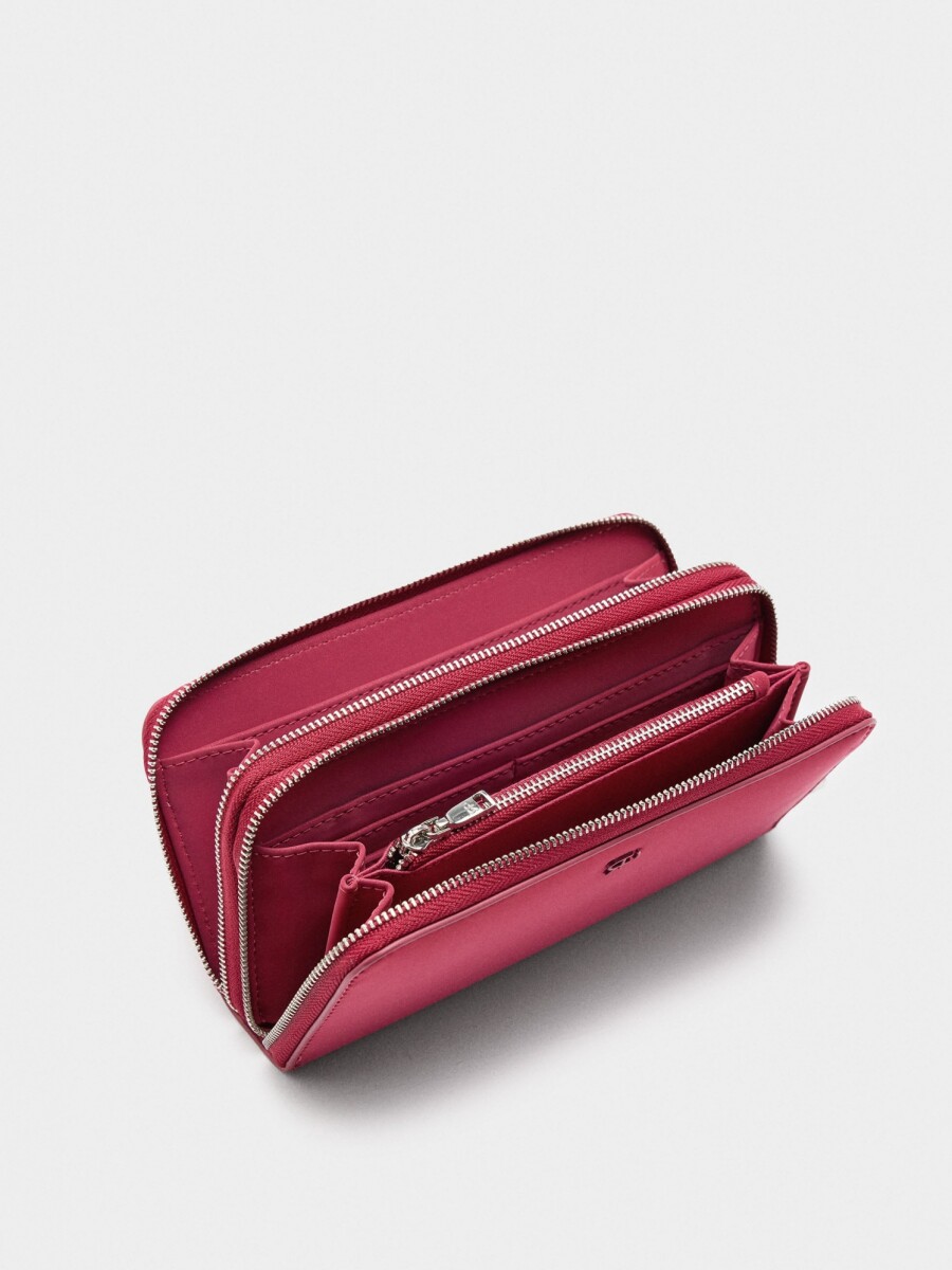 Cartera De Textura Suave Con Cremallera rosa