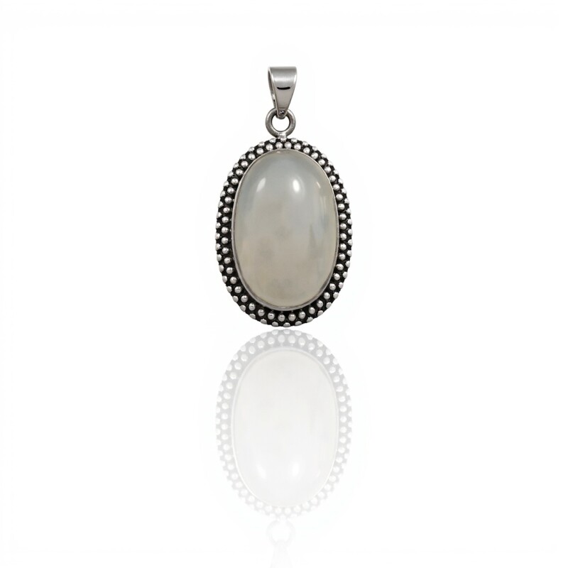 Dije Colgante Oval-Plata 925 Quemada-Piedra Luna-CP4266 conpiedra