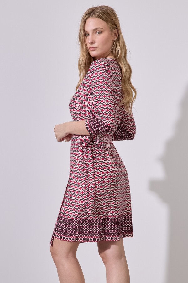 Vestido Cruzado Printed MULTI/FUCSIA