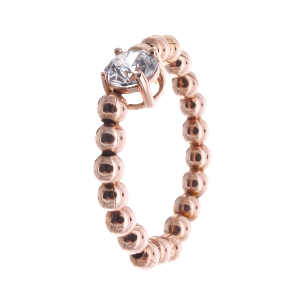 Anillo de plata 925 con baño de oro rosado y circonias. 
