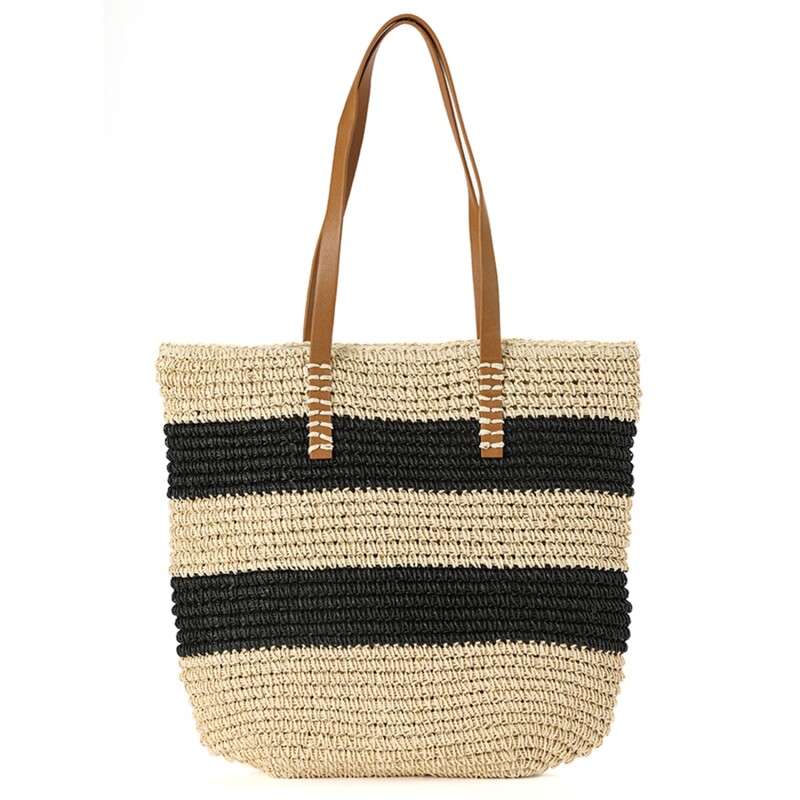 Bolso playero Canva Gold tejido Negro